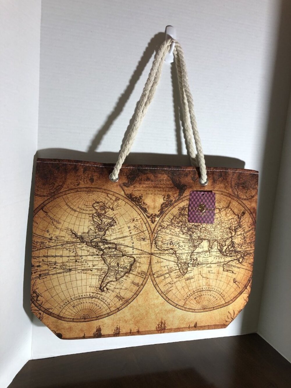 Alfa Bag Tote With Old World Map Print 15” x 21”